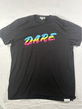 DARE VTG Logo Graphic Print Funny Crew Neck Short Sleeve Cotton Men's L